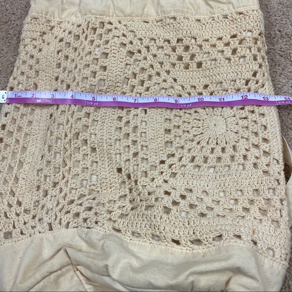 Crochet Boho Cream Bucket Backpack Macrame - Picture 6 of 9